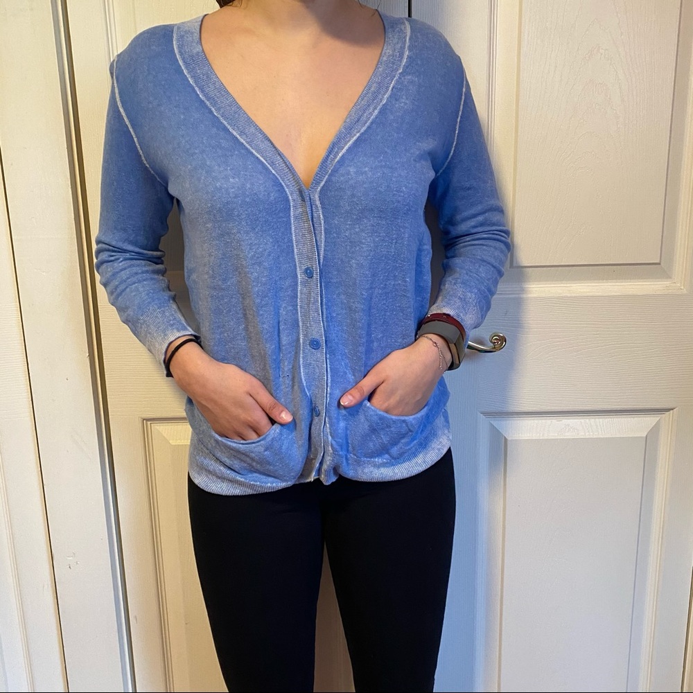 Gap 3/4 length sleeve blue cardigan